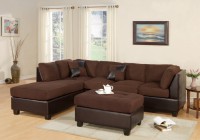 Bobkona Hungtinton Microfiber/Faux Leather 3-Piece Sectional Sofa Set, Chocolate